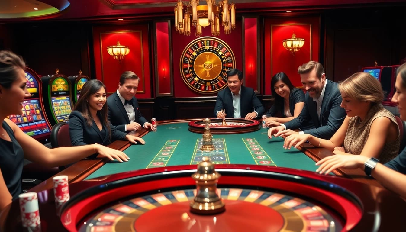 Exciting moment at the G28 gaming table in a luxurious casino atmosphere.