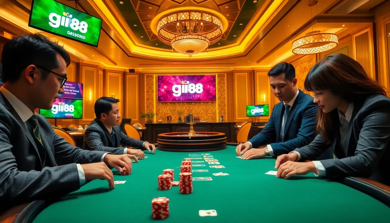 Experience the excitement of gi88 with luxurious poker chips and vibrant casino tables.