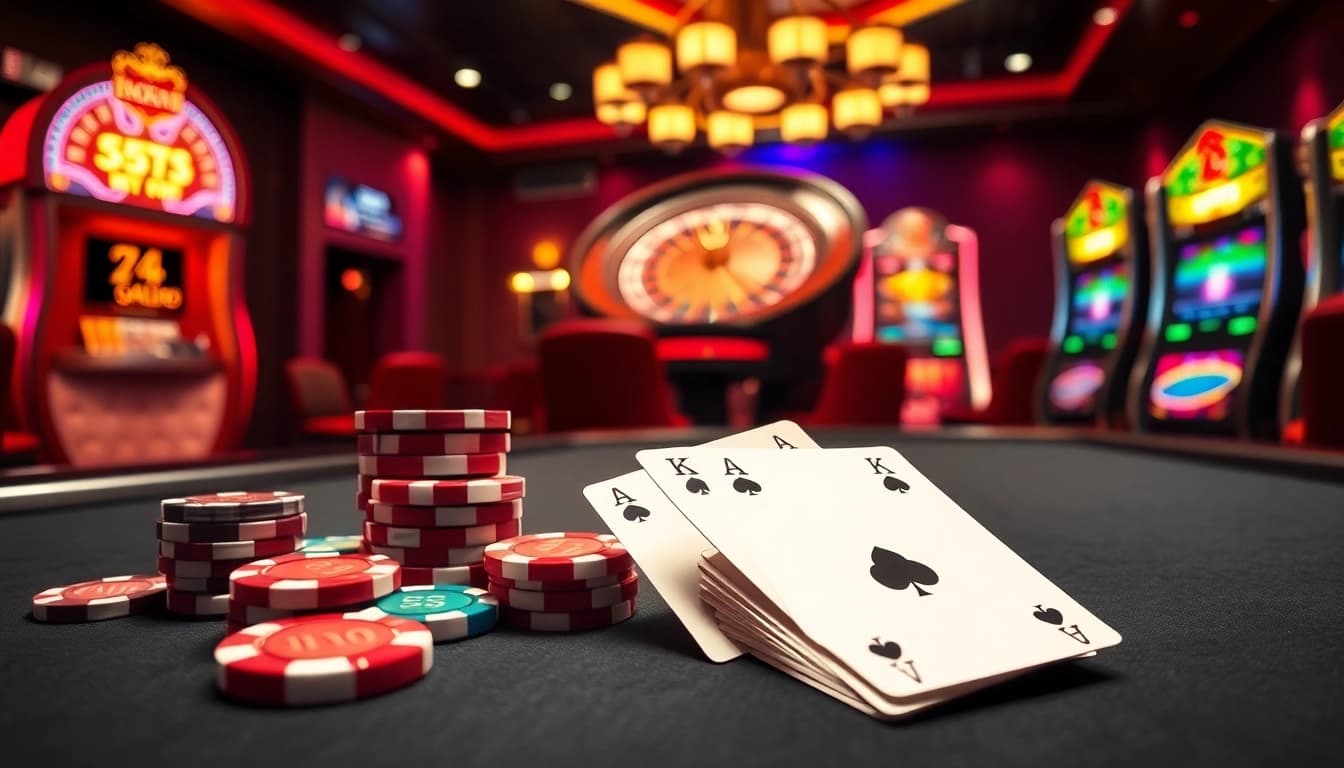 Experience thrilling gameplay at asupanjitu's luxurious poker scene with vibrant chips and roulette.