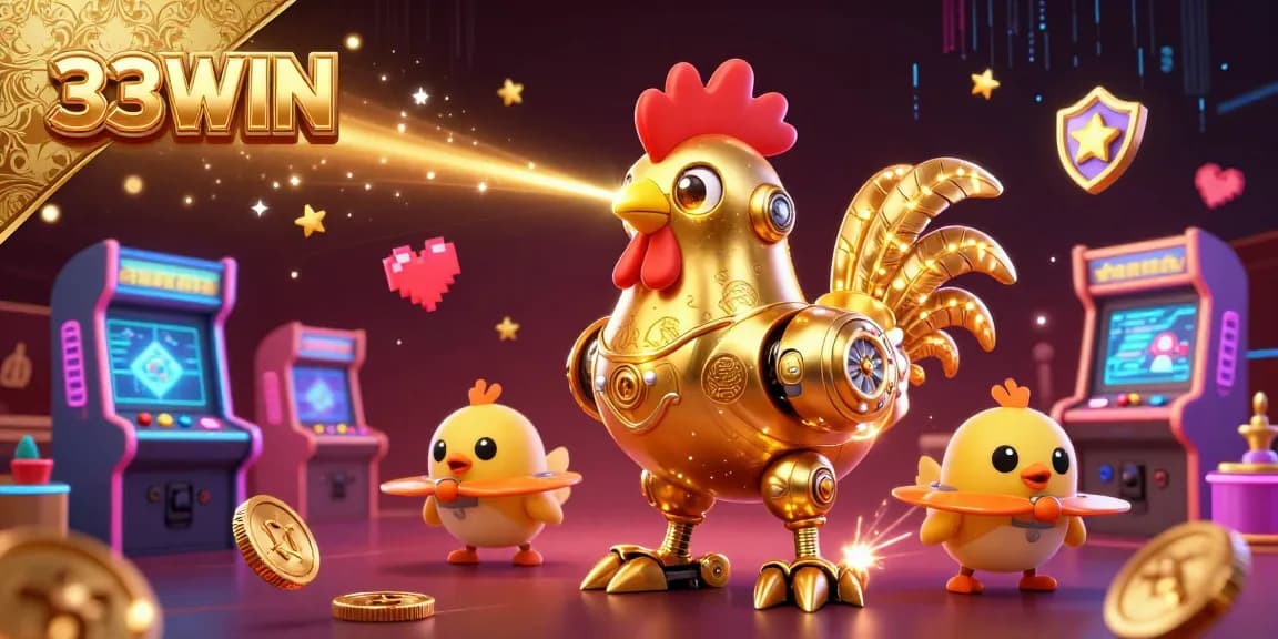 Engage in thrilling gameplay action at 33WIN with vibrant casino-themed illustrations.