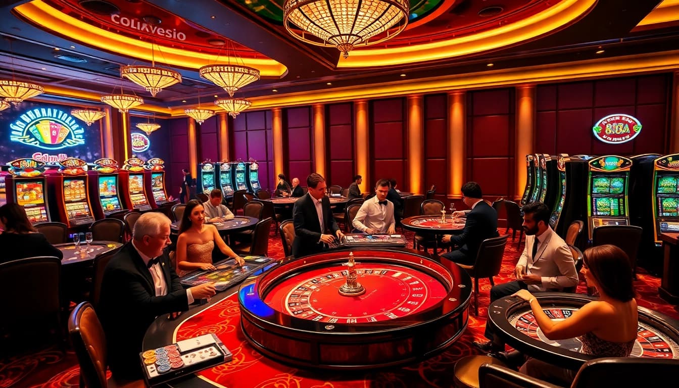 Experience thrilling gameplay at 88aa casino, showcasing vibrant tables and excited players.