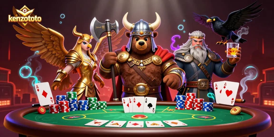 Experience the excitement of kenzototo online gaming action with vibrant characters and poker elements.