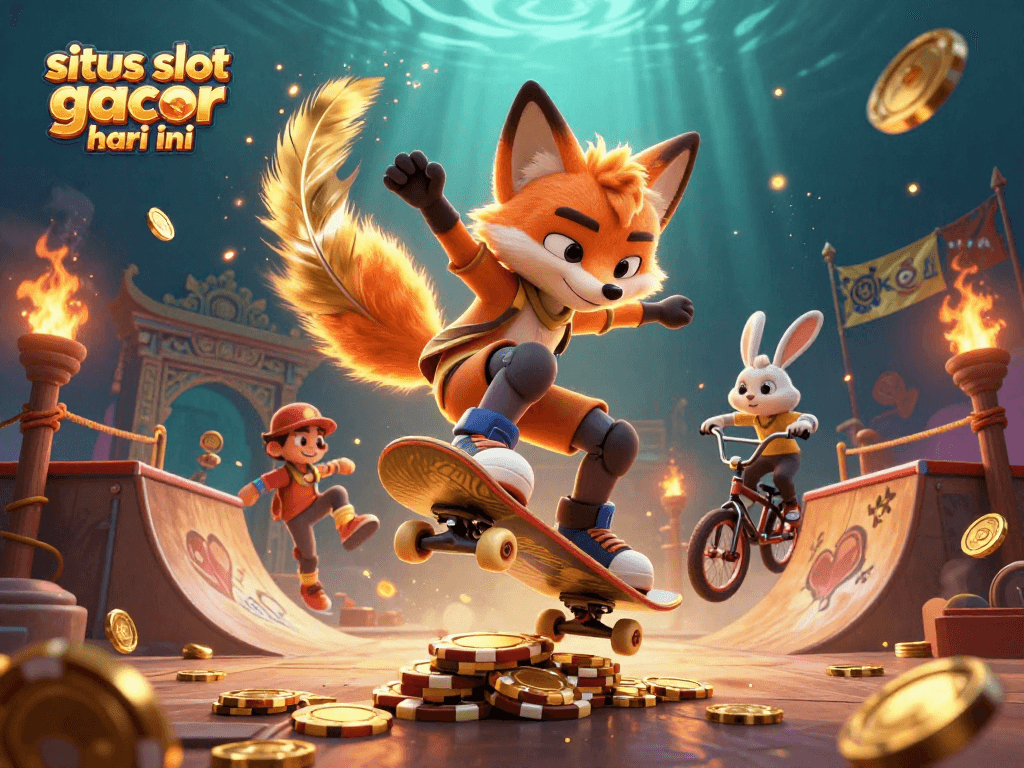 Experience thrilling wins at situs slot gacor hari ini with vibrant cartoon characters and casino elements.