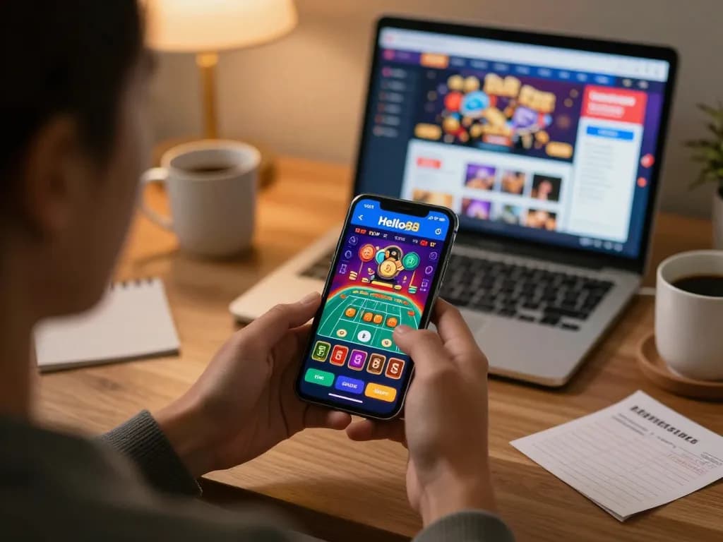 Hello88 app showcases live dealer game action, highlighting an engaging online gambling experience.