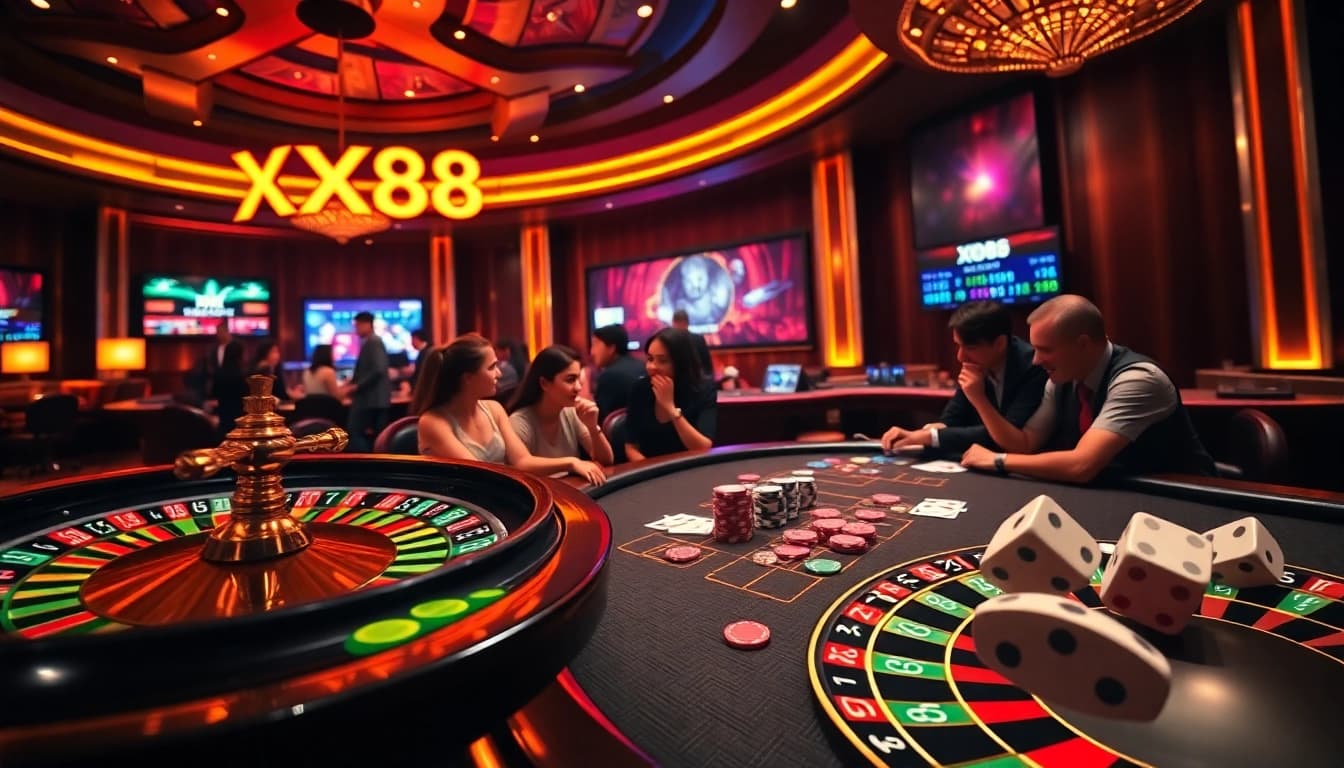 Experience the excitement of winning at XX88 Casino with vibrant poker tables and thrilling games.