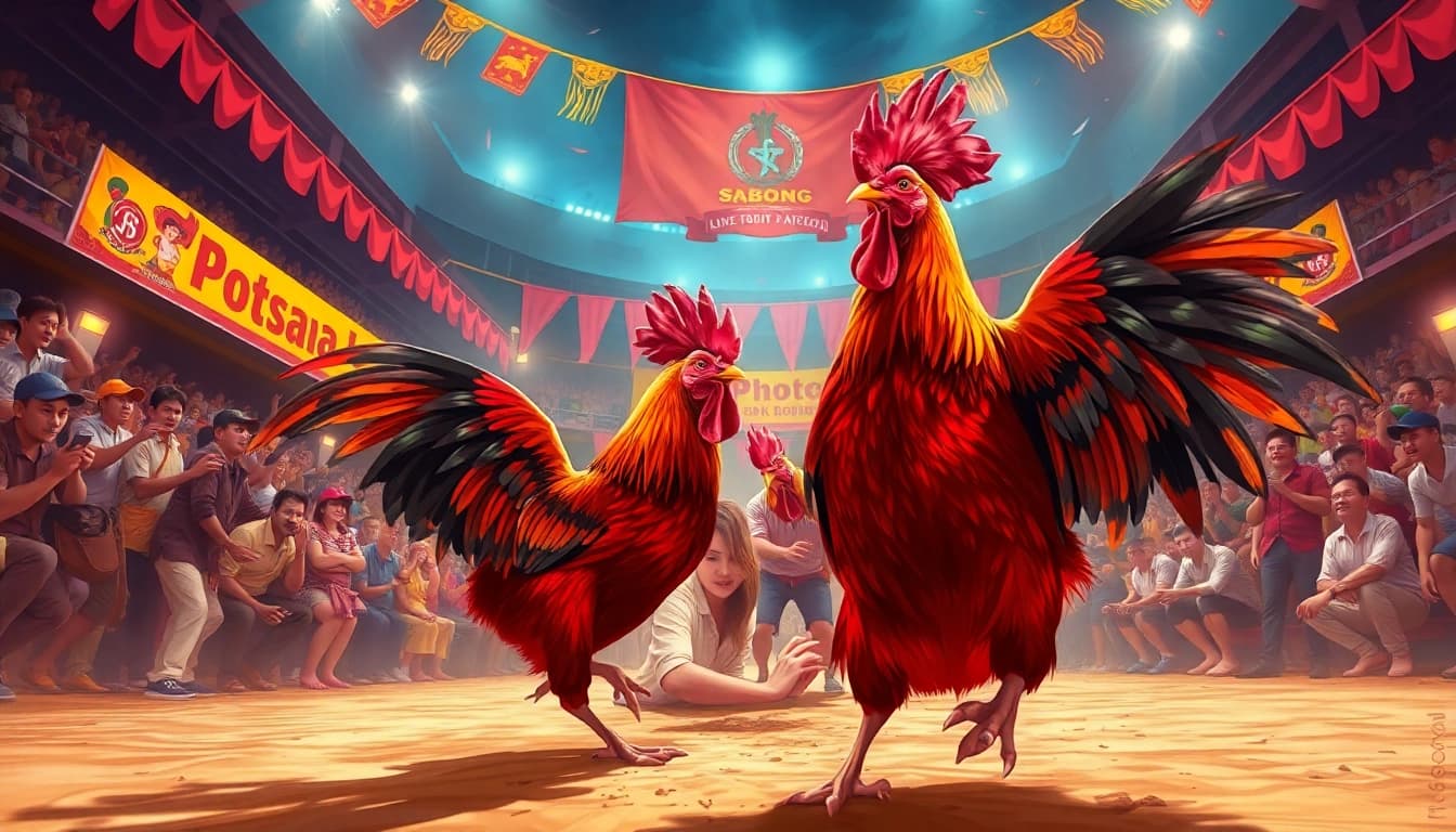Exciting scene of a live sabong 67 cockfight with vibrant roosters and spectators in action.
