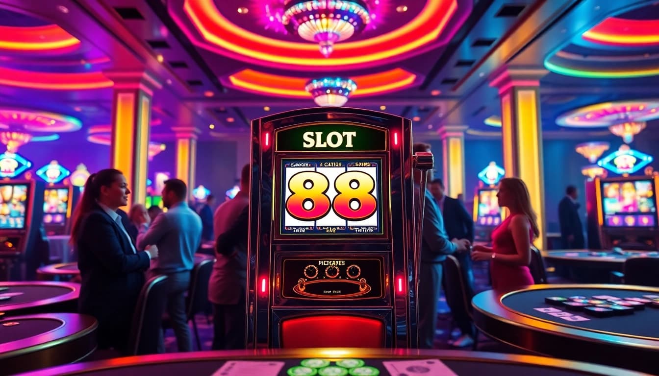Players enjoying the thrilling Slot 88 machine in a vibrant casino atmosphere.