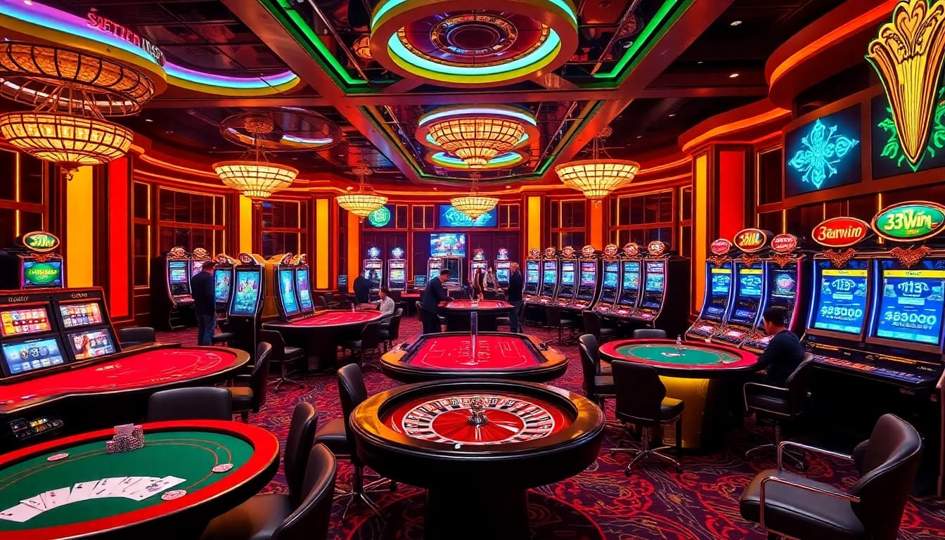 Experience the excitement of 33win casino games with vibrant tables and immersive gaming elements.