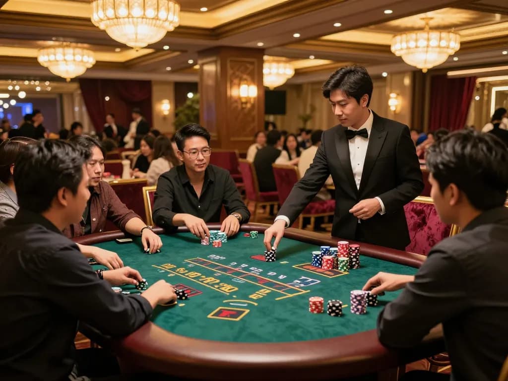 Players enjoying a thrilling blackjack game at TG88 casino under elegant lighting.
