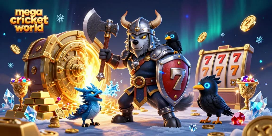 Mega Cricket World showcases thrilling slot gameplay with vibrant characters and casino elements.