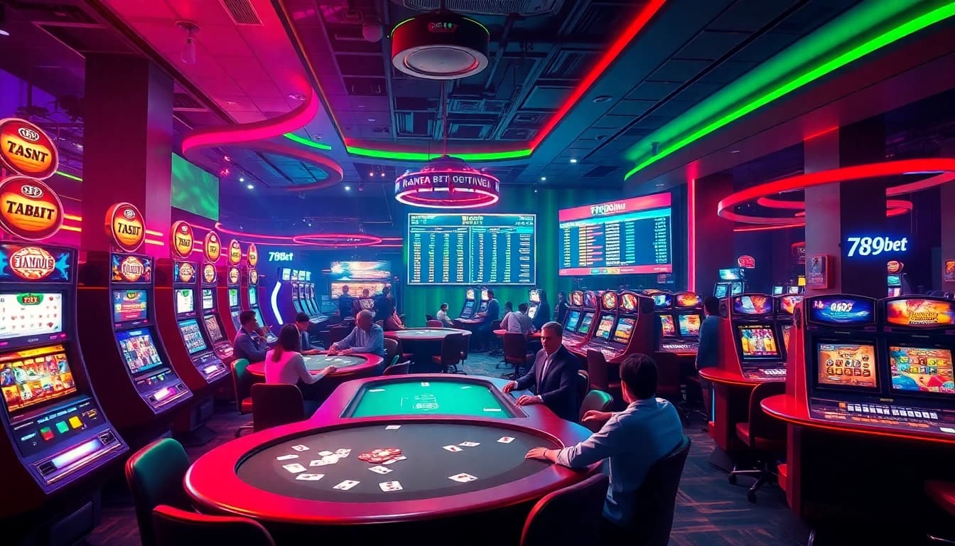 Exciting gaming scene showcasing players at 789bet's modern casino.