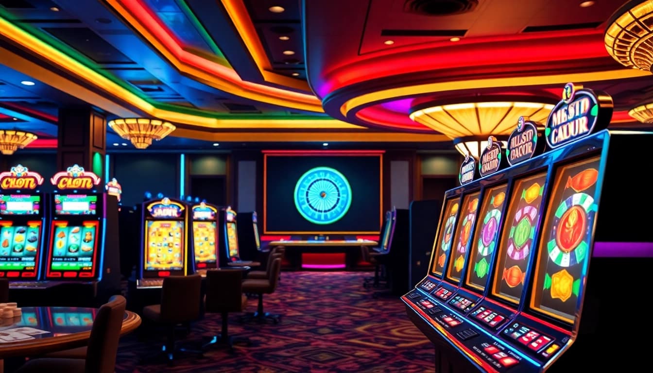 Rasakan sensasi slot gacor dengan mesin slot yang berwarna-warni dan dekorasi kasino yang elegan.
