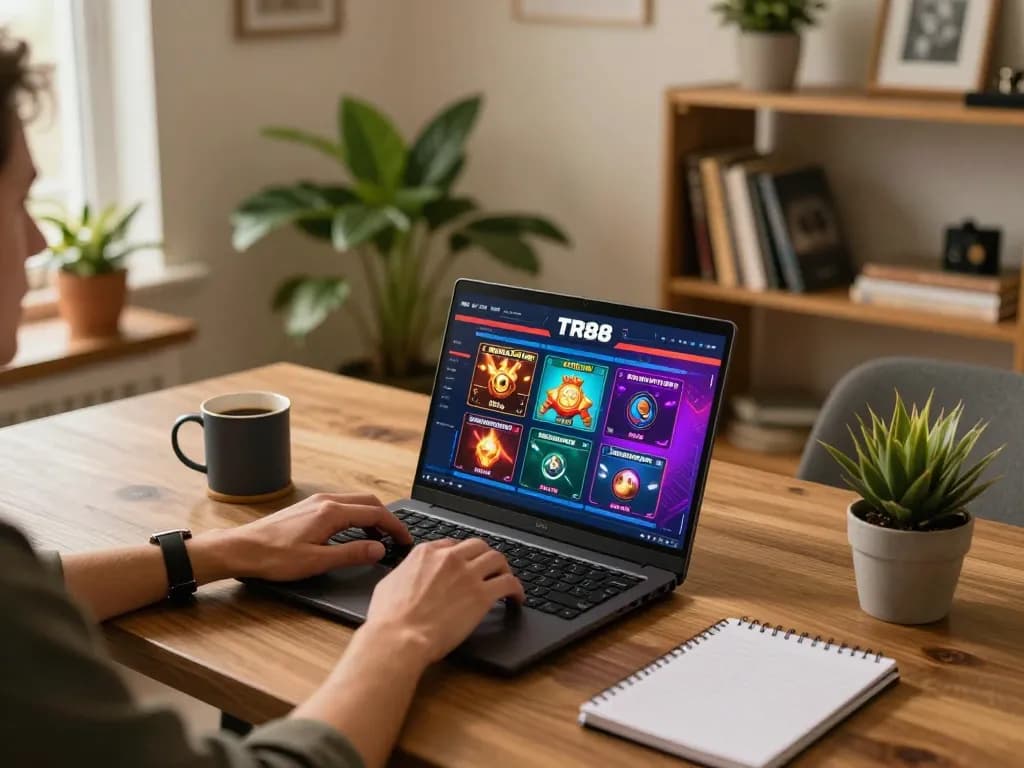 Engaging online gaming experience at TR88 with vibrant interface and cozy home setting
