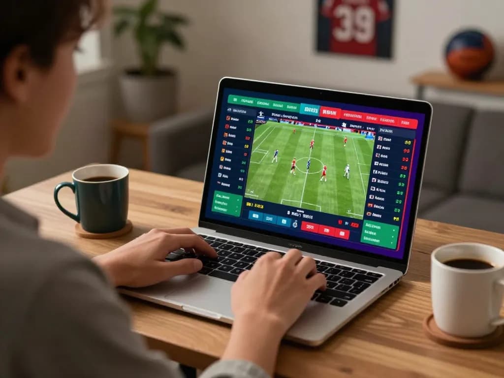 Placing strategic bets on ta88's online sports betting platform during an exciting game.