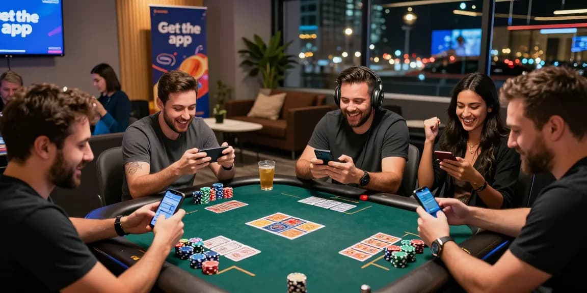 Engaged players enjoying Teen Patti gaming, showcasing fun and excitement, encouraging users to get the app.