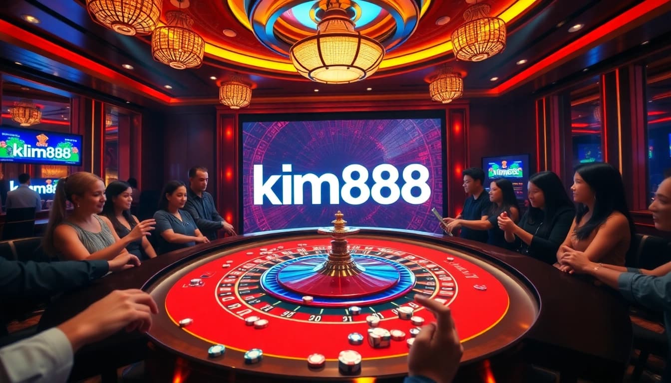Experience the thrill of km888 with players engaging at a luxurious roulette table.