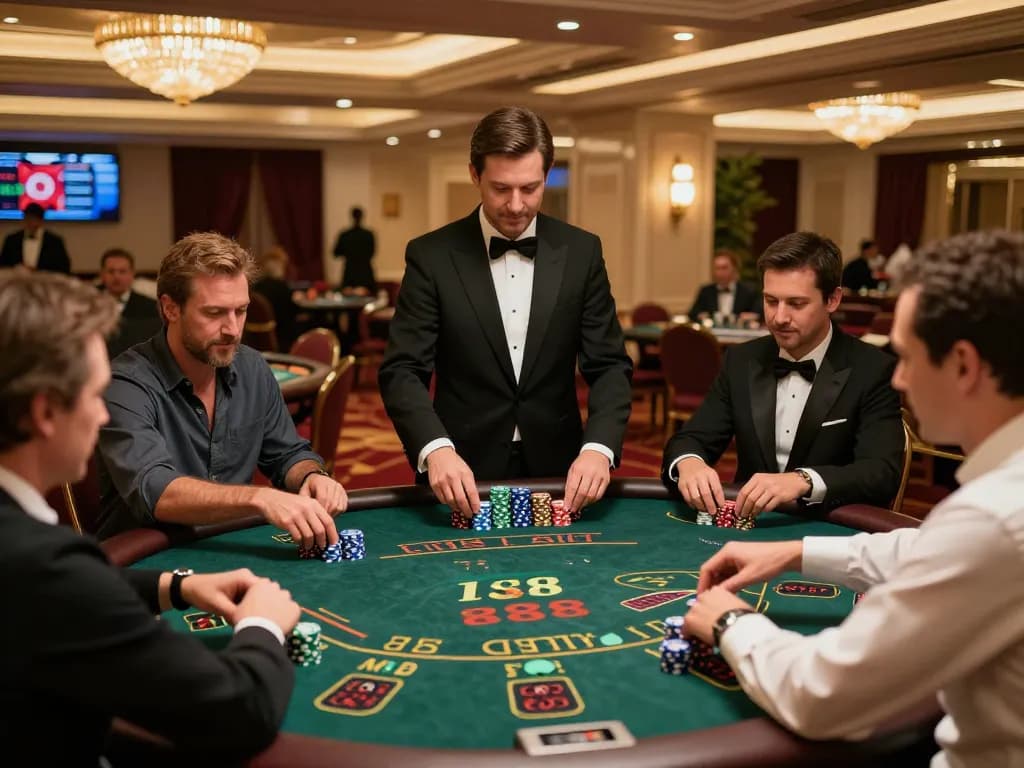 Players experiencing exciting gameplay at casino lc88, showcasing dynamic blackjack tables and engaging dealers.