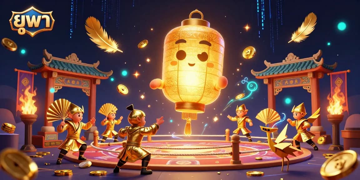 Experience the vibrant energy of ยูฟ่า as players engage with dynamic elements in this 3D digital casino scene.