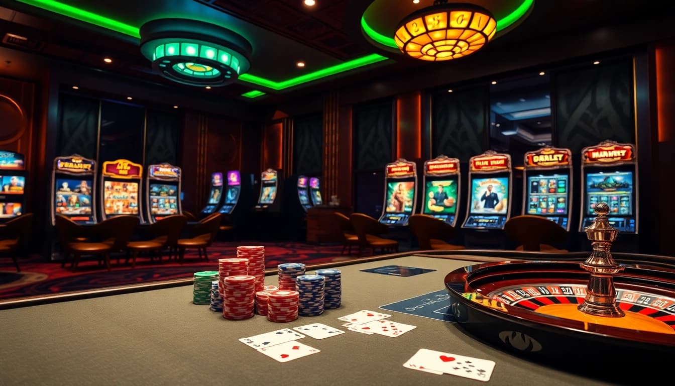 Experience the thrill of online gambling at fi88pro.online with exciting casino tables and vibrant gaming atmosphere.