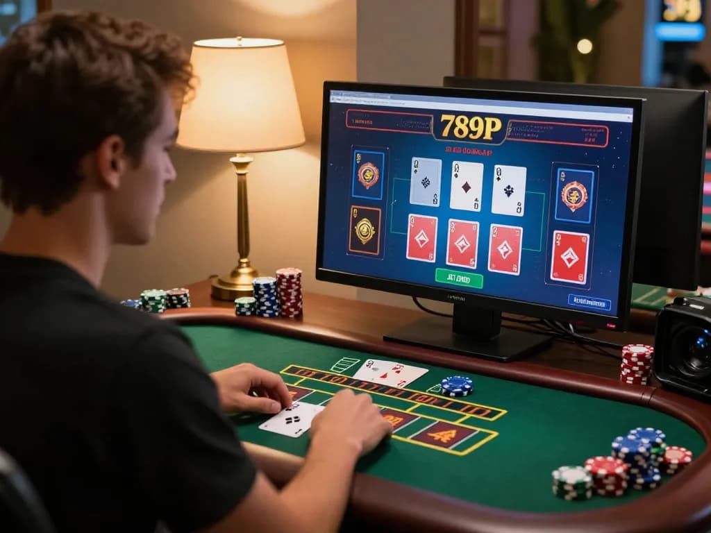 Experience strategic blackjack gameplay at 789P with a player focused on winning from home.