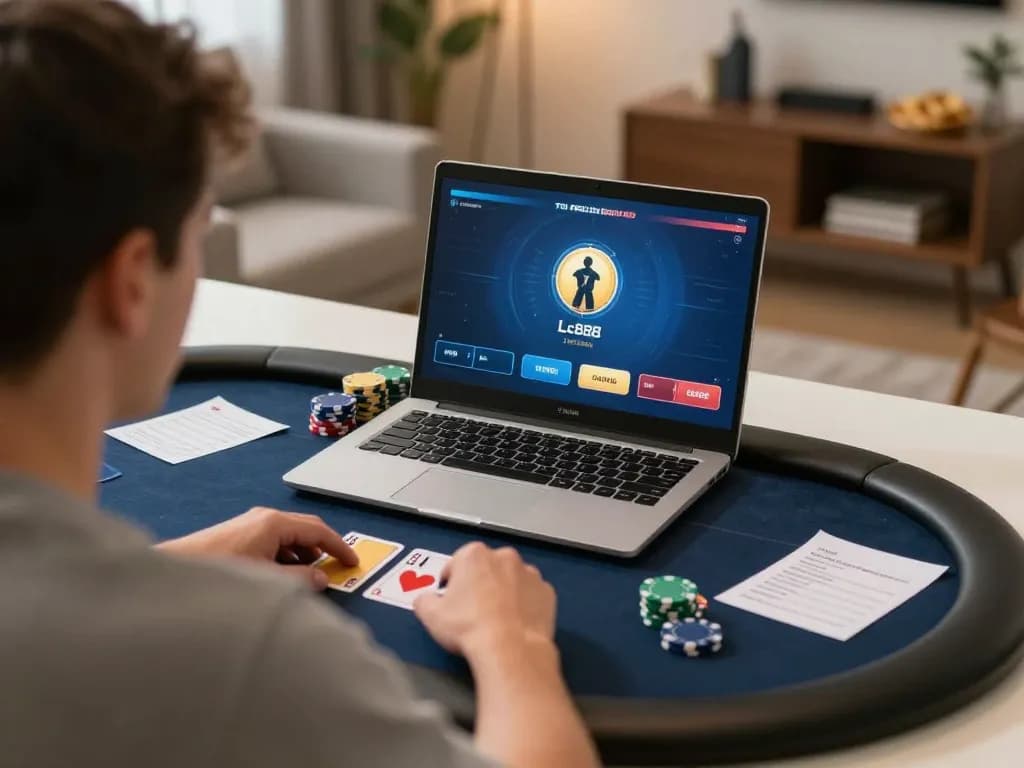 Player engaging in an online poker game with Lc888, focused on strategy and gameplay.
