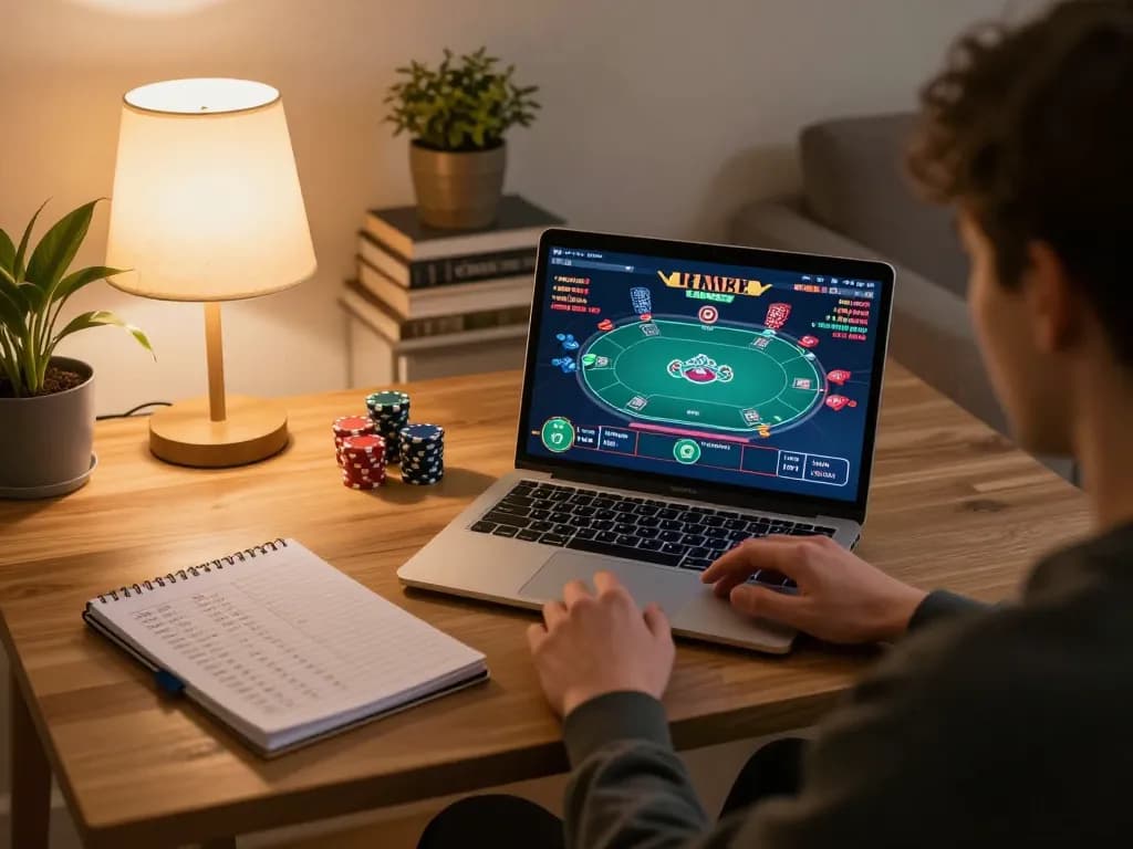 Engaging gameplay at Tr88 trang chủ for online casino, featuring a cozy home setup with gaming interface and betting strategies