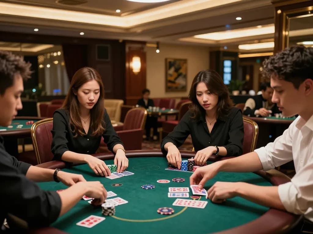 Kèo nhà cái hôm nay showcased at a high-stakes poker table with engaged players and vibrant atmosphere.