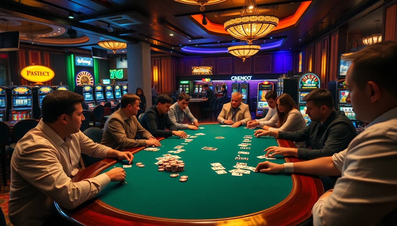 Engaging players enjoying a game at the Nova88 online casino, highlighting the vibrant casino atmosphere.