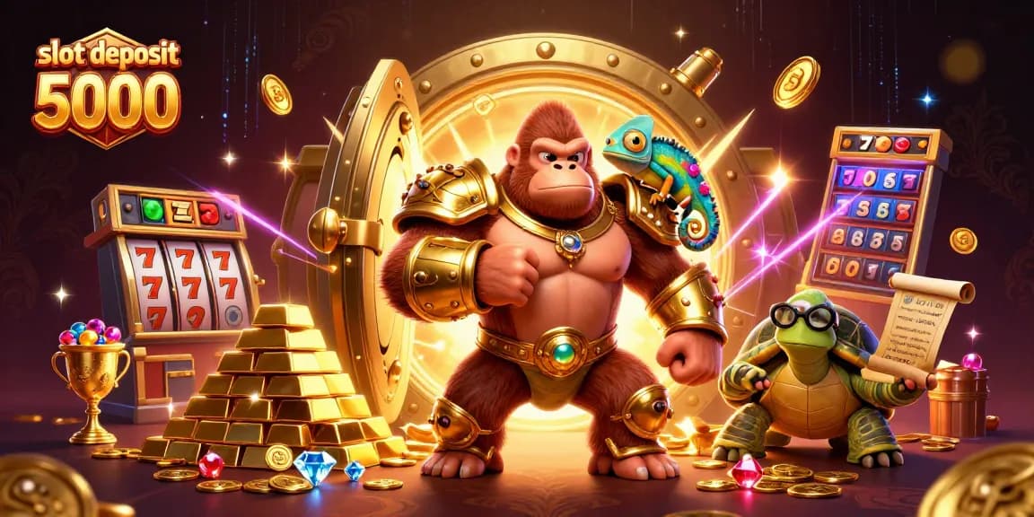 Engage in a thrilling atmosphere featuring the slot deposit 5000 with colorful characters and casino elements