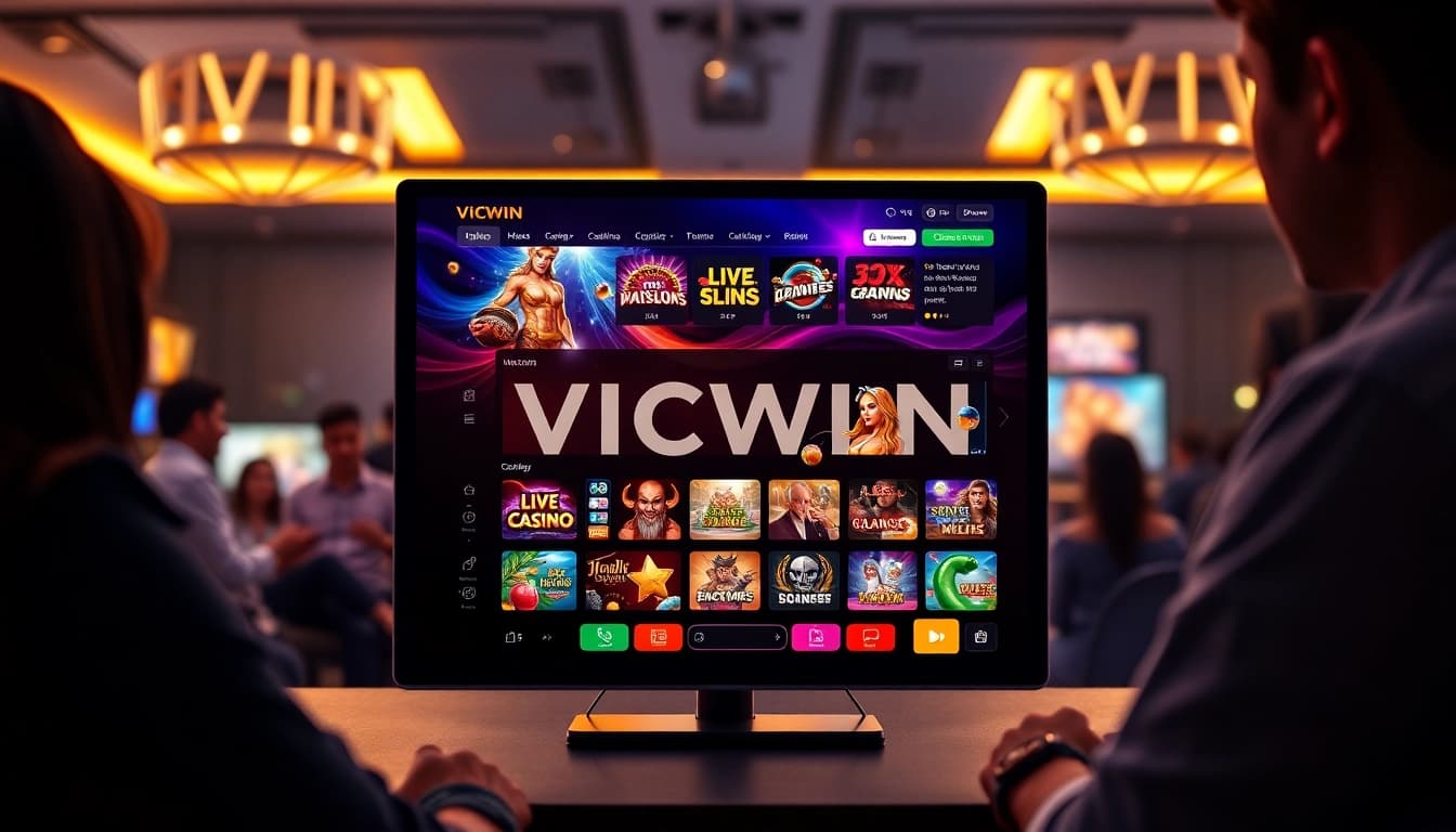 Experience the excitement of VICWIN's engaging online gaming platform showcased in a vibrant, user-friendly environment.
