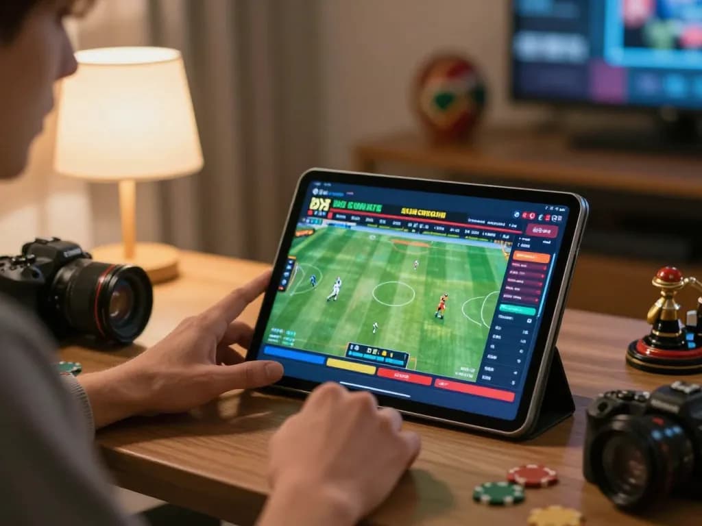 Terlibat dalam taruhan olahraga di GGDEWA777 menggunakan tablet di lingkungan rumah yang nyaman.