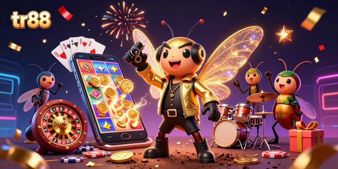 Experience winning strategies with tr88 in a vibrant casino-themed 3D illustration.