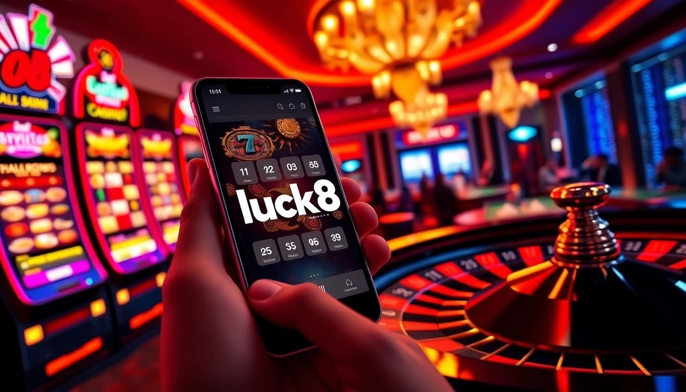 Experience interactive gaming excitement with the luck8 app on a modern casino interface.