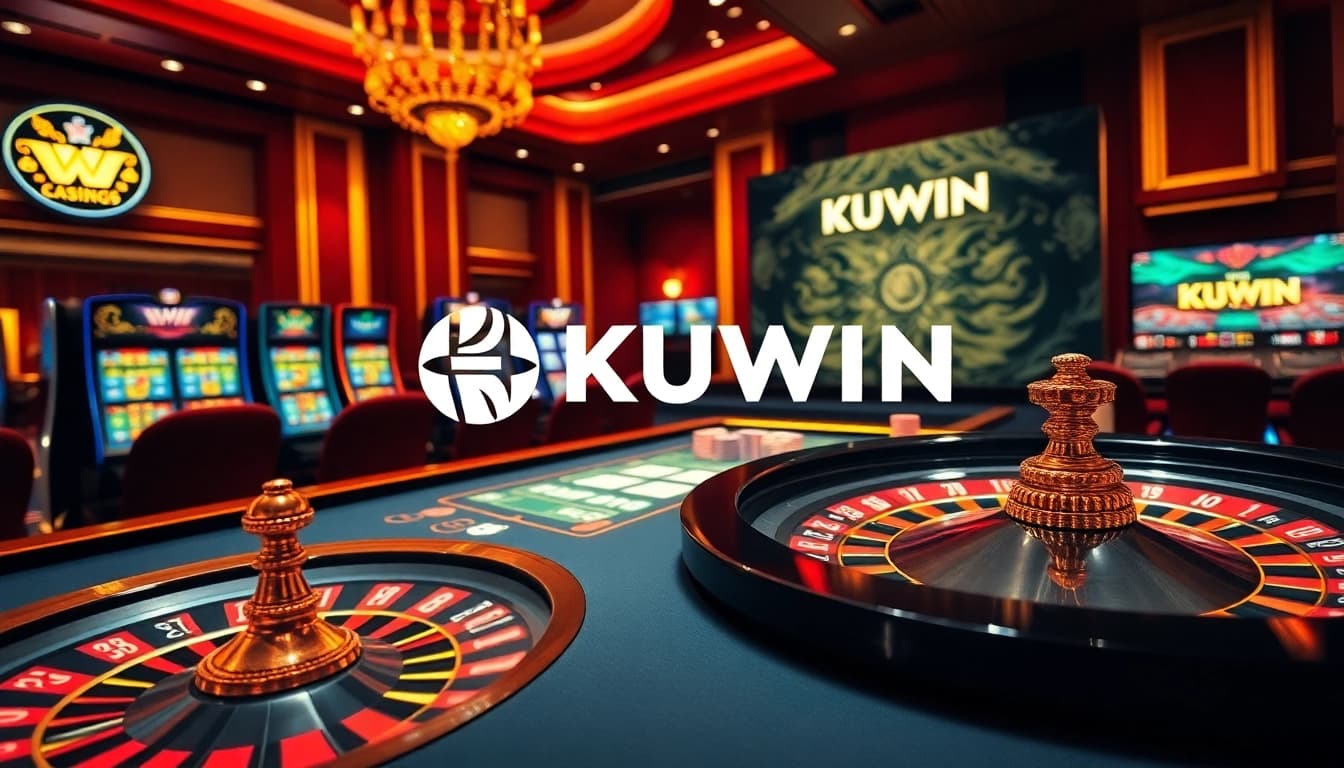 Kuwin casino scene showcasing an engaging roulette wheel and vibrant game table action.