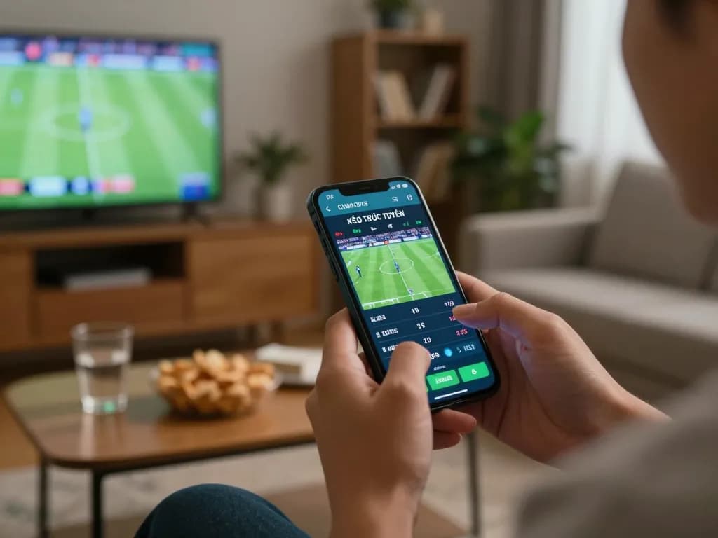 KÈO TRỰC TUYẾN mobile sports betting scene showcasing live betting excitement