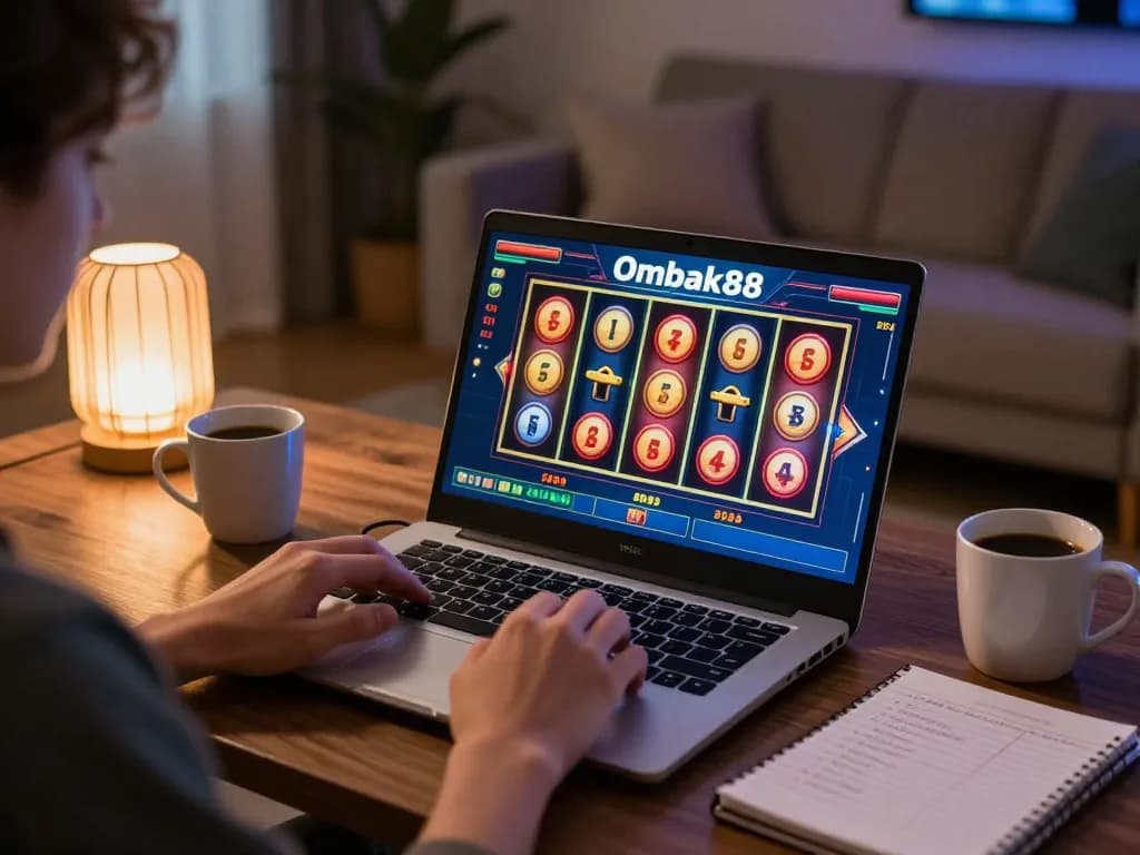Bergabung dalam permainan online Ombak88 dengan gulungan slot yang cerah di ruang tamu yang nyaman