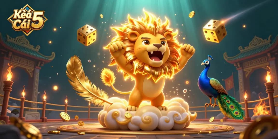 Kèo Nhà Cái 5 showcases thrilling gaming action with a vibrant 3D casino illustration and dynamic characters.