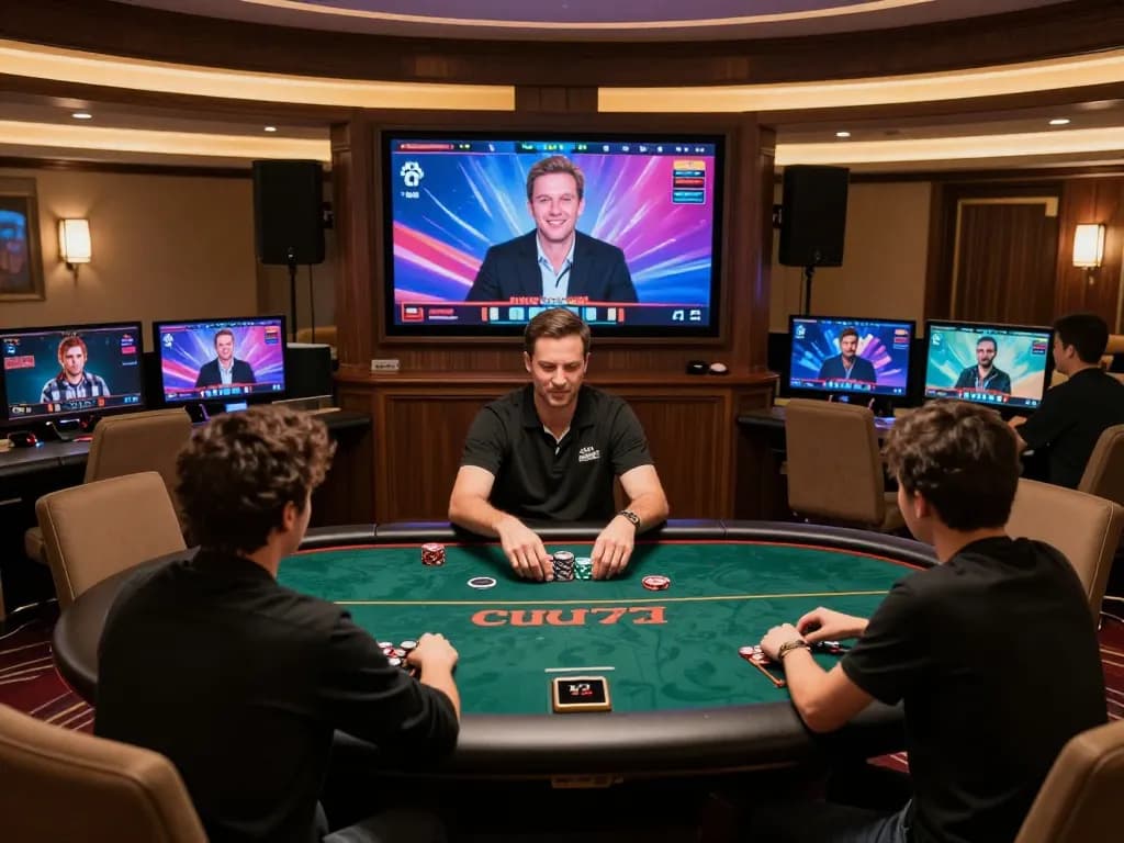 Cucu777 online players engaged in live poker gameplay, celebrating their strategies and victories.