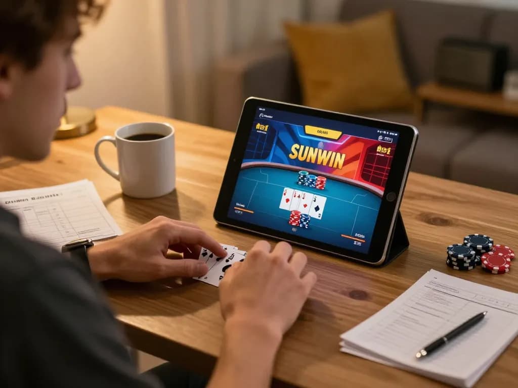 Engaging in a thrilling online poker game at Sunwin from the comfort of home