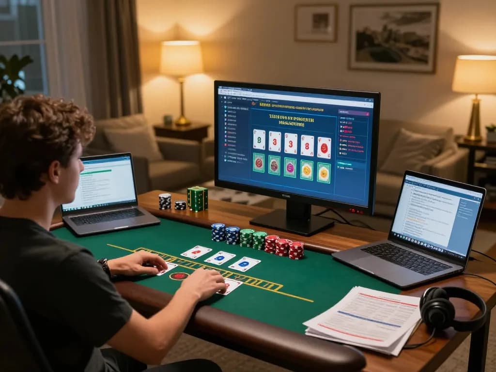 VT88 player engaging in a live dealer blackjack game in a stylish home office setting