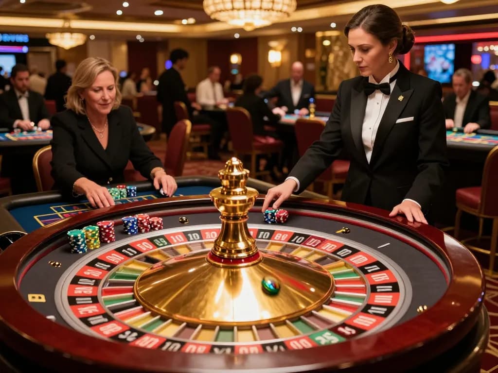 A vibrant roulette table at 888new xyz casino with players engaged in high-stakes gameplay.