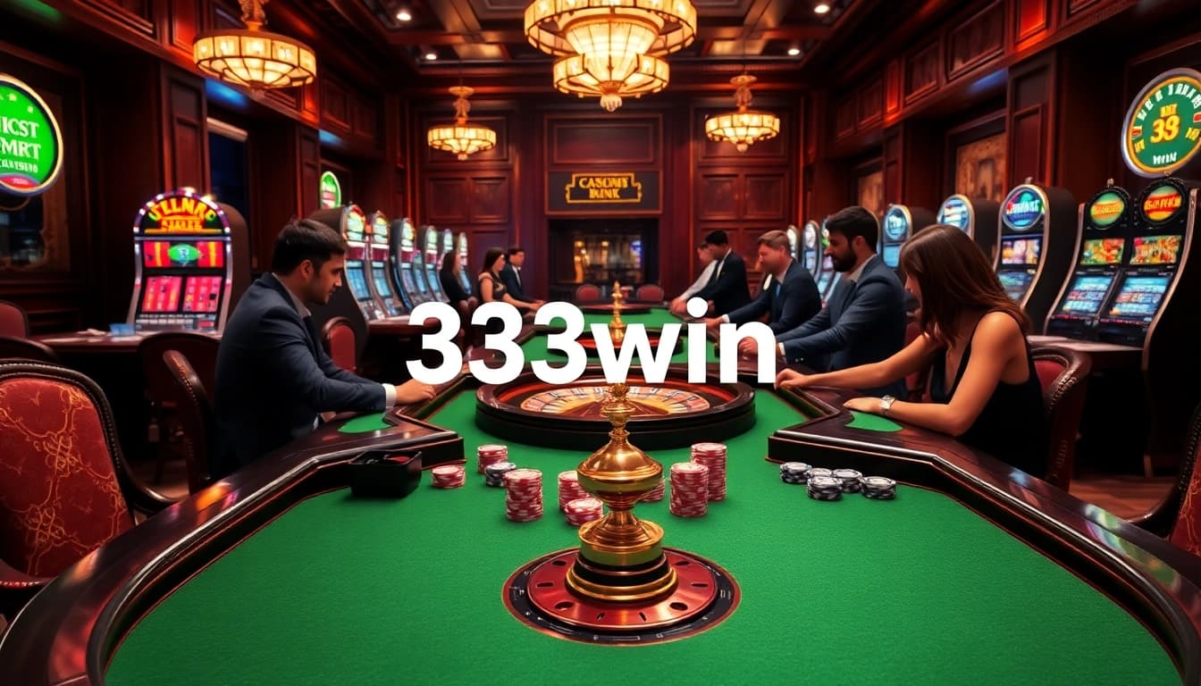 Players enjoying a vibrant gaming experience at 33win casino, showcasing roulette wheels and colorful chips.