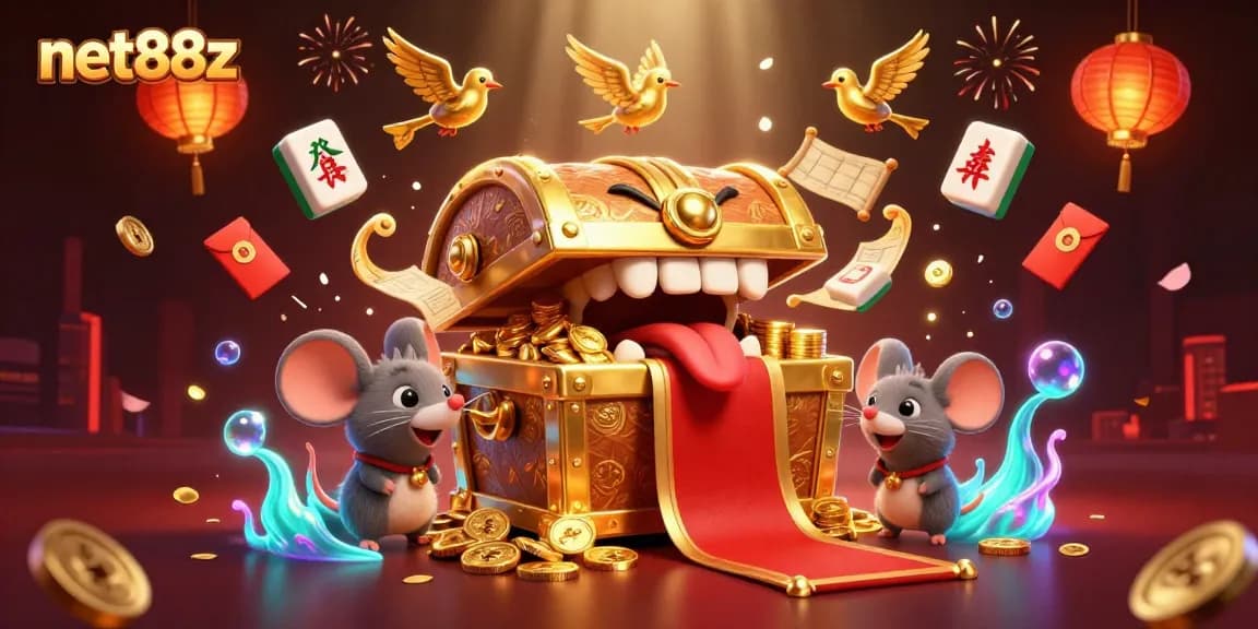Experience engaging gameplay with the net88z treasure chest enticing adventurer mice in a vibrant casino setting.