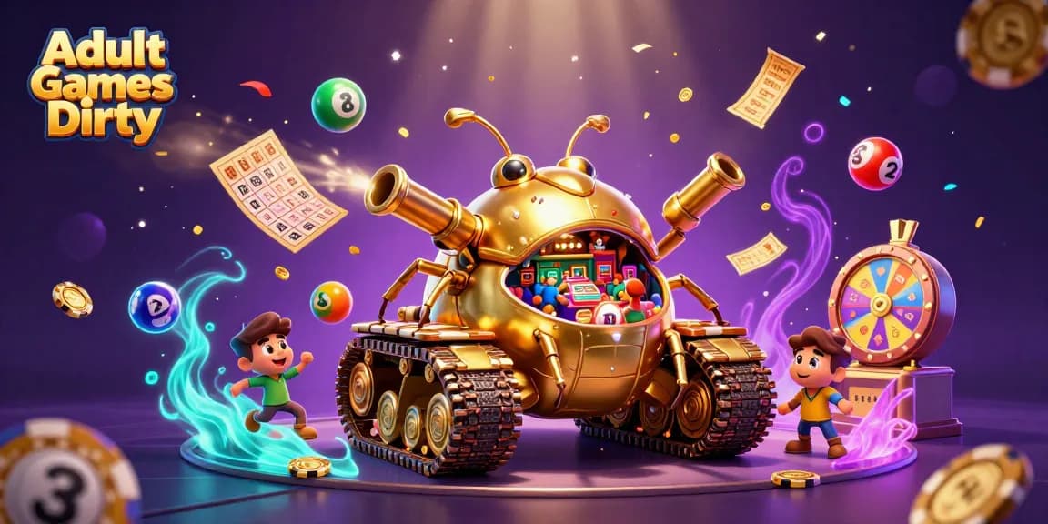 Engage with Adult Games Dirty through vibrant casino-themed illustration featuring dynamic lottery elements.