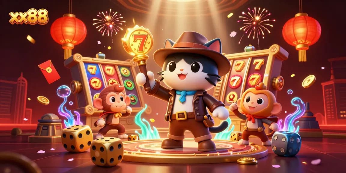 Engage in exciting gameplay with xx88's thrilling 3D casino scene featuring captivating characters.