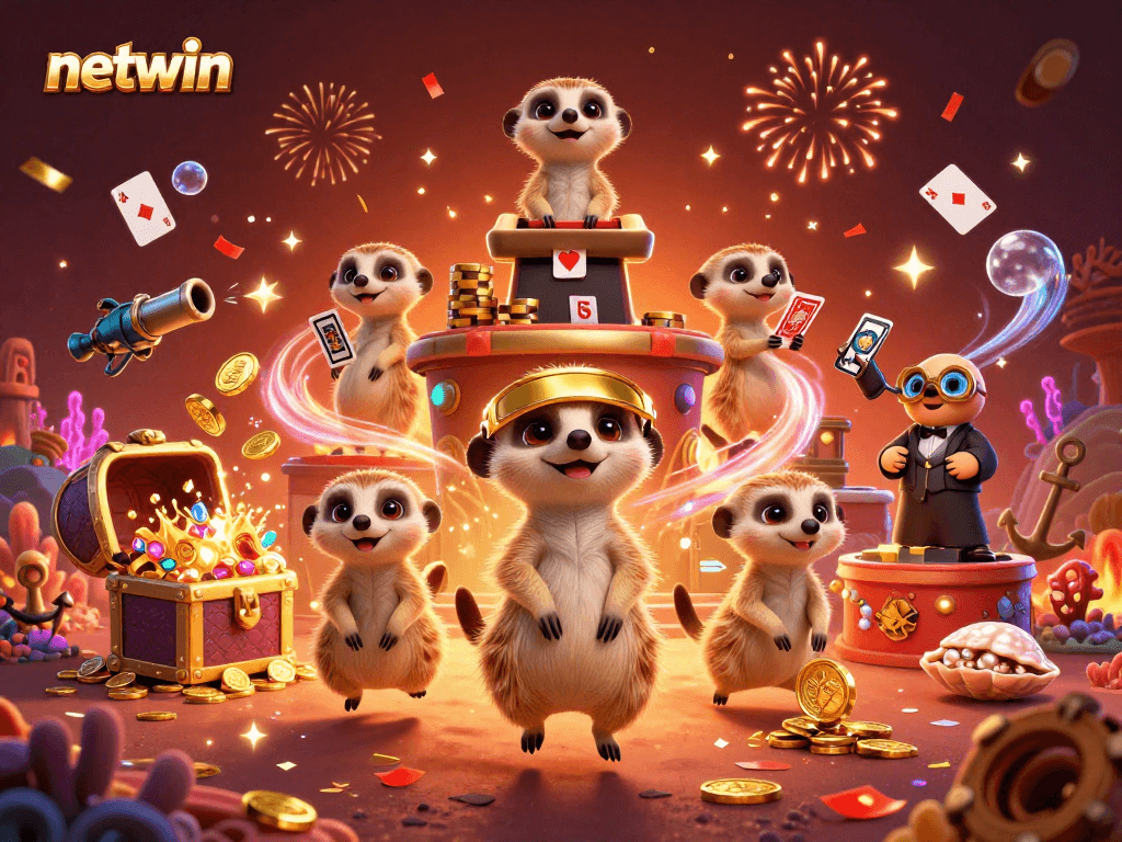 Engage with netwin's immersive casino illustrations featuring meerkats and underwater treasures.