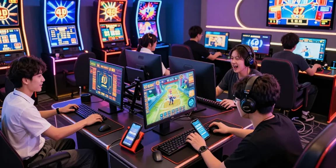 Pengguna terjun4d menikmati permainan Toto 4D dan slot online di lounge gaming yang modern.