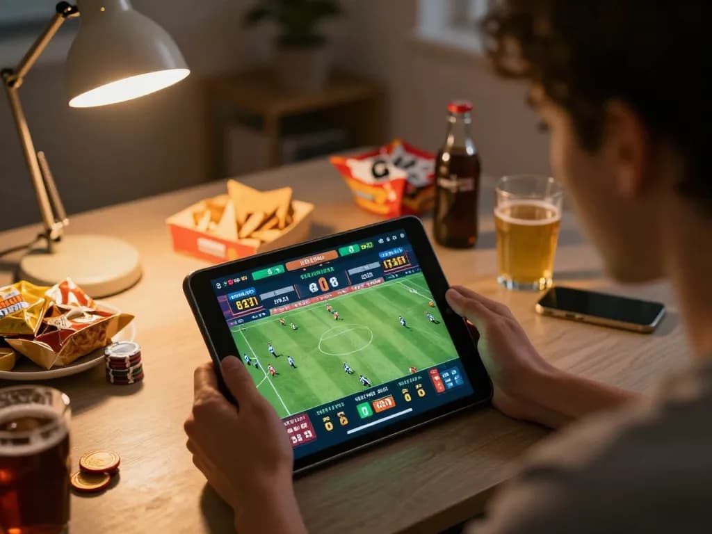 Engaging player using 789p app for live sports betting, captivated by real-time odds.