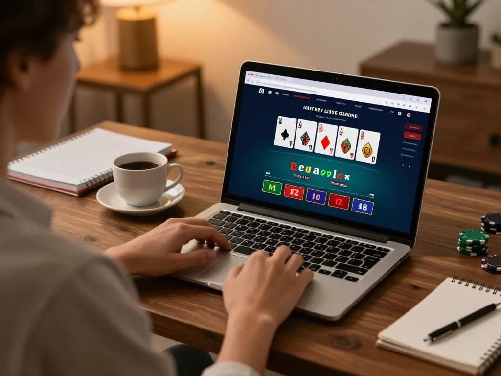 Player enjoys a strategic blackjack session at rikvip, emphasizing responsible gaming in a cozy online setup.