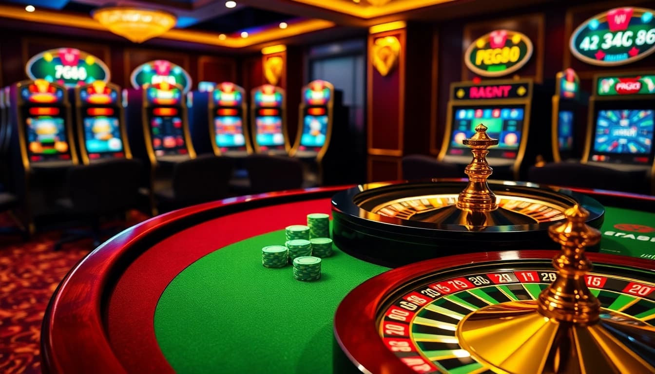 Experience high-stakes gambling action with PG88 at a luxurious casino setup.